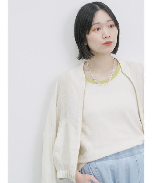 Samansa Mos2 blue（サマンサモスモスブルー）の「ダブルジップシアーブルゾン（ブルゾン・レディース・キナリ/ブルー/グレー・F）」の22枚目の写真