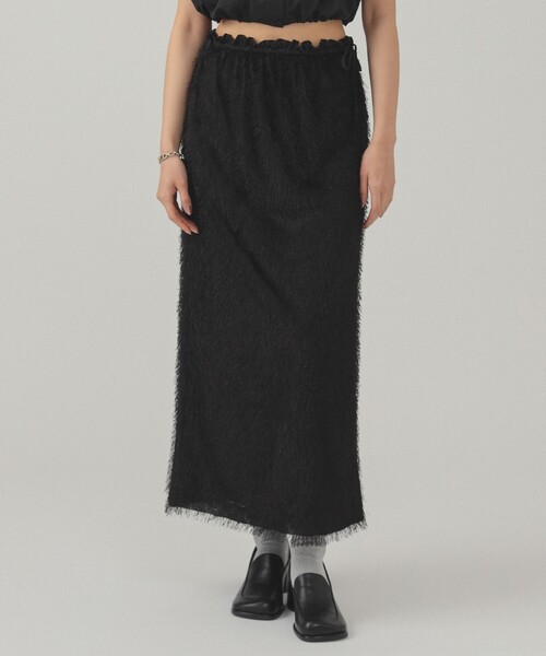 Ray BEAMS（レイビームス）の「フリンジ ファー タイトスカート（スカート・レディース・ブラック/ダークブラウン・ONE SIZE）」の9枚目の写真