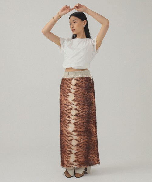 Ray BEAMS（レイビームス）の「フリンジ ファー タイトスカート（スカート・レディース・ブラック/ダークブラウン・ONE SIZE）」の12枚目の写真