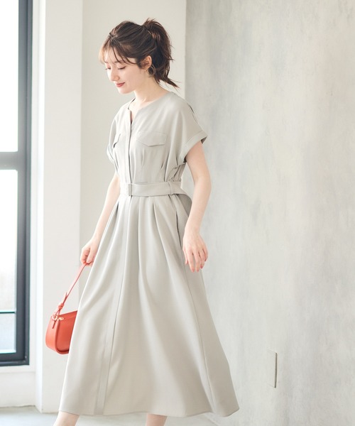 12Twelve Agenda（トゥエルブ　アジェンダ）の「両ポケブッチャーワンピース（ワンピース・レディース・ネイビー/オレンジ/ライトグレー・M）」の4枚目の写真