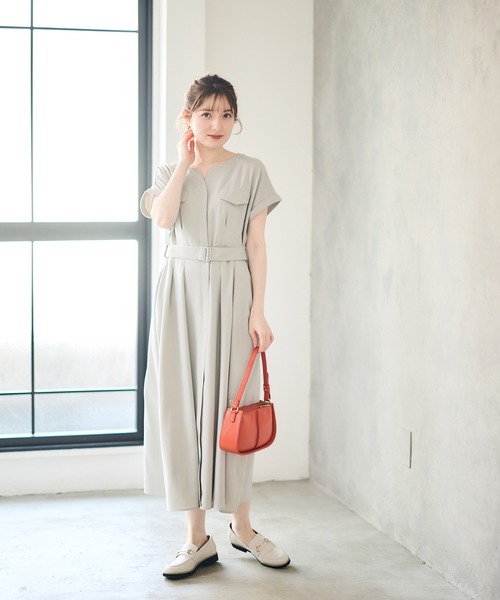 12Twelve Agenda（トゥエルブ　アジェンダ）の「両ポケブッチャーワンピース（ワンピース・レディース・ネイビー/オレンジ/ライトグレー・M）」の6枚目の写真