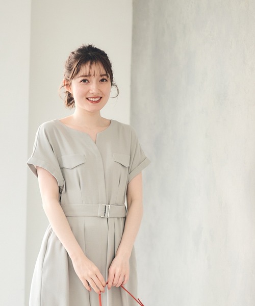 12Twelve Agenda（トゥエルブ　アジェンダ）の「両ポケブッチャーワンピース（ワンピース・レディース・ネイビー/オレンジ/ライトグレー・M）」の9枚目の写真