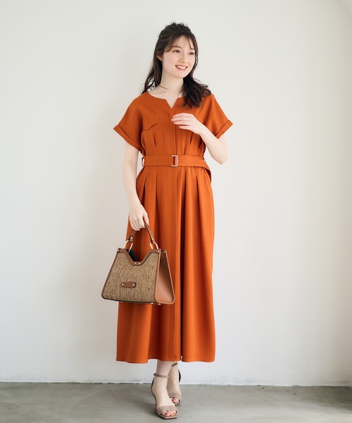 12Twelve Agenda（トゥエルブ　アジェンダ）の「両ポケブッチャーワンピース（ワンピース・レディース・ネイビー/オレンジ/ライトグレー・M）」の13枚目の写真