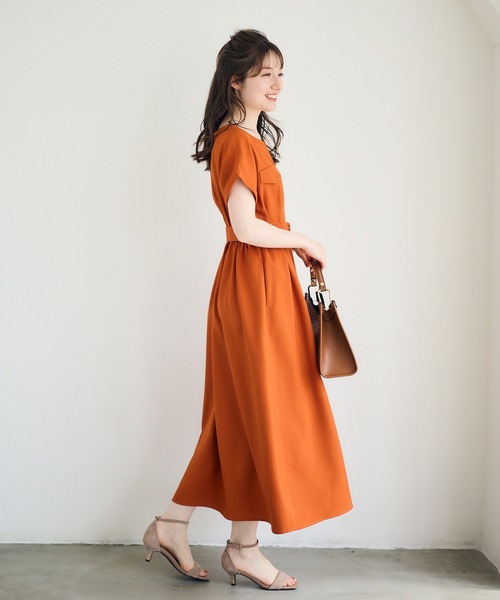 12Twelve Agenda（トゥエルブ　アジェンダ）の「両ポケブッチャーワンピース（ワンピース・レディース・ネイビー/オレンジ/ライトグレー・M）」の16枚目の写真
