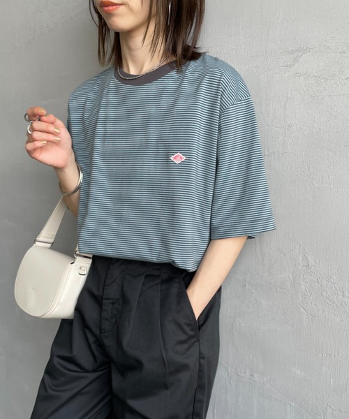 DANTON/ダントン] ワンポイントロゴ ボーダー ショートスリーブT