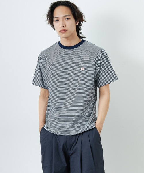 DANTON ワンポイントロゴ　ボーダーショートスリーブ DANTON/ダントン] ワンポイントロゴ ボーダー ショートスリーブT