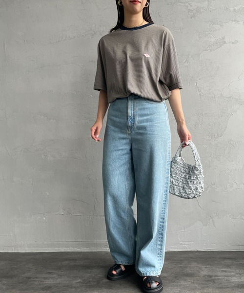 DANTON（ダントン）の「[DANTON/ダントン] ワンポイントロゴ ボーダー ショートスリーブTシャツ（Tシャツ/カットソー・レディース・ブルー/ネイビー系/ネイビー・XL/L/M/S）」の10枚目の写真