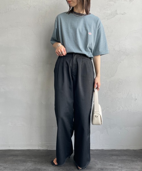 DANTON（ダントン）の「[DANTON/ダントン] ワンポイントロゴ ボーダー ショートスリーブTシャツ（Tシャツ/カットソー・レディース・ブルー/ネイビー系/ネイビー・XL/L/M/S）」の7枚目の写真