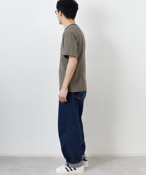 DANTON（ダントン）の「[DANTON/ダントン] ワンポイントロゴ ボーダー ショートスリーブTシャツ（Tシャツ/カットソー・レディース・ブルー/ネイビー系/ネイビー・XL/L/M/S）」の20枚目の写真