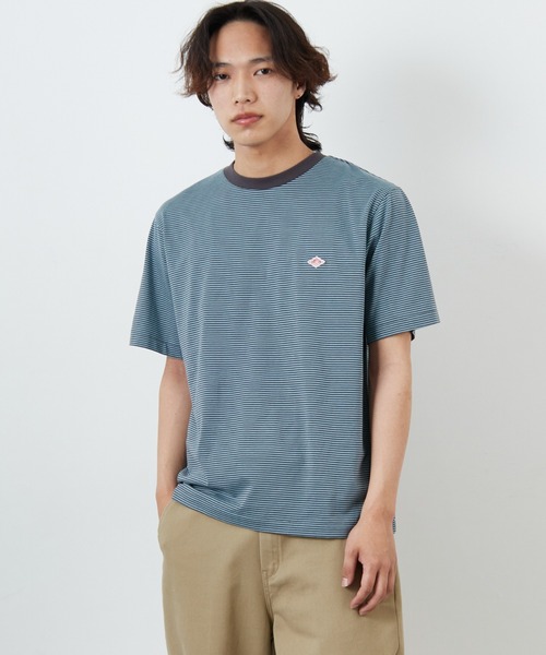 DANTON/ダントン] ワンポイントロゴ ボーダー ショートスリーブT