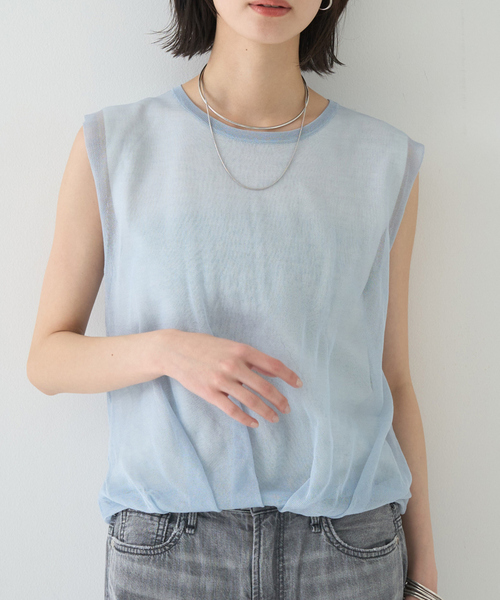 Rouge vif Anna（ルージュヴィフアンナ）の「レイヤードニットプルオーバーTシャツ（ニット/セーター・レディース・ホワイト/サックスブルー/ブラック・フリー）」の3枚目の写真