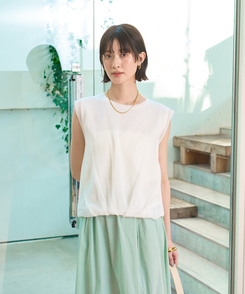 Rouge vif Anna（ルージュヴィフアンナ）の「レイヤードニットプルオーバーTシャツ（ニット/セーター・レディース・ホワイト/サックスブルー/ブラック・フリー）」の4枚目の写真