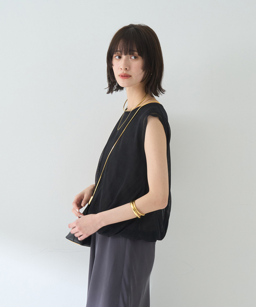 Rouge vif Anna（ルージュヴィフアンナ）の「レイヤードニットプルオーバーTシャツ（ニット/セーター・レディース・ホワイト/サックスブルー/ブラック・フリー）」の10枚目の写真