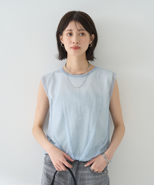Rouge vif Anna（ルージュヴィフアンナ）の「レイヤードニットプルオーバーTシャツ（ニット/セーター・レディース・ホワイト/サックスブルー/ブラック・フリー）」の12枚目の写真