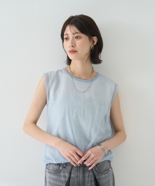 Rouge vif Anna（ルージュヴィフアンナ）の「レイヤードニットプルオーバーTシャツ（ニット/セーター・レディース・ホワイト/サックスブルー/ブラック・フリー）」の13枚目の写真