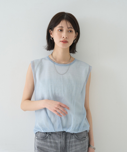 Rouge vif Anna（ルージュヴィフアンナ）の「レイヤードニットプルオーバーTシャツ（ニット/セーター・レディース・ホワイト/サックスブルー/ブラック・フリー）」の14枚目の写真