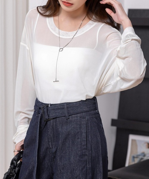 セール】レディース 大人のこなれ感。オーバーサイズシアーメッシュ