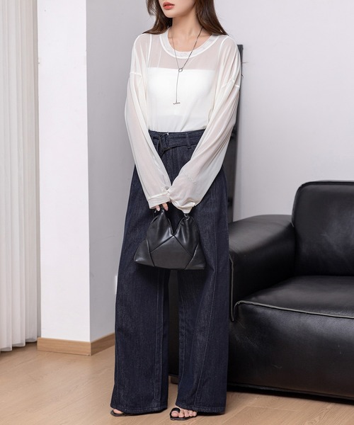 DAY CLOSET(デイ クローゼット)の「レディース 大人のこなれ感。オーバーサイズシアーメッシュトップス(シャツ/ブラウス・レディース・アイボリー/ピンク/グレー/ブラック・FREE)」の17枚目の写真