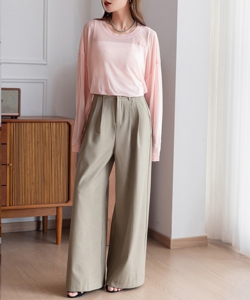 DAY CLOSET(デイ クローゼット)の「レディース 大人のこなれ感。オーバーサイズシアーメッシュトップス(シャツ/ブラウス・レディース・アイボリー/ピンク/グレー/ブラック・FREE)」の20枚目の写真