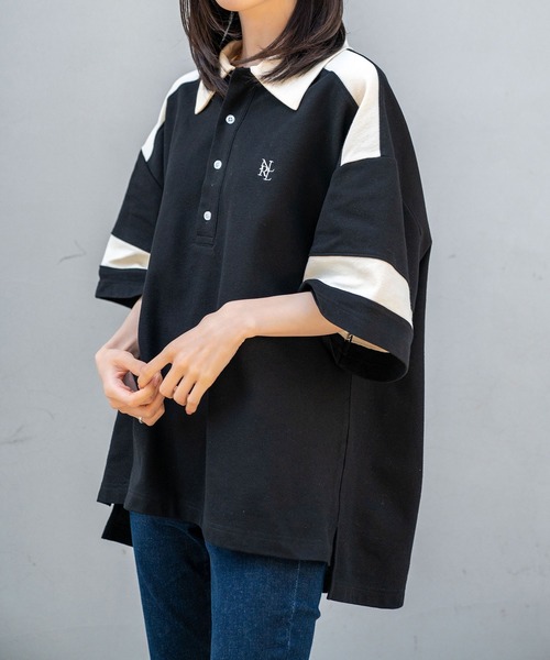 Nora Lily(ノラリリー)の「【Nora Lily】Loose Polo Bi-color S/S Top (UNISEX)(ポロシャツ・メンズ・ブラック/ミント・FREE)」の4枚目の写真
