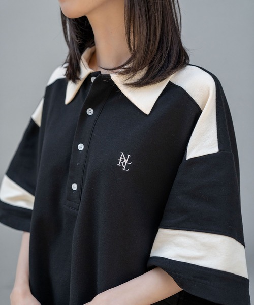 Nora Lily(ノラリリー)の「【Nora Lily】Loose Polo Bi-color S/S Top (UNISEX)(ポロシャツ・メンズ・ブラック/ミント・FREE)」の5枚目の写真
