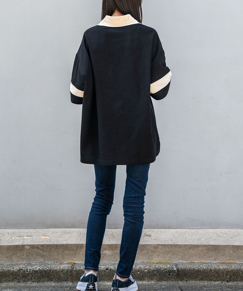 Nora Lily(ノラリリー)の「【Nora Lily】Loose Polo Bi-color S/S Top (UNISEX)(ポロシャツ・メンズ・ブラック/ミント・FREE)」の7枚目の写真