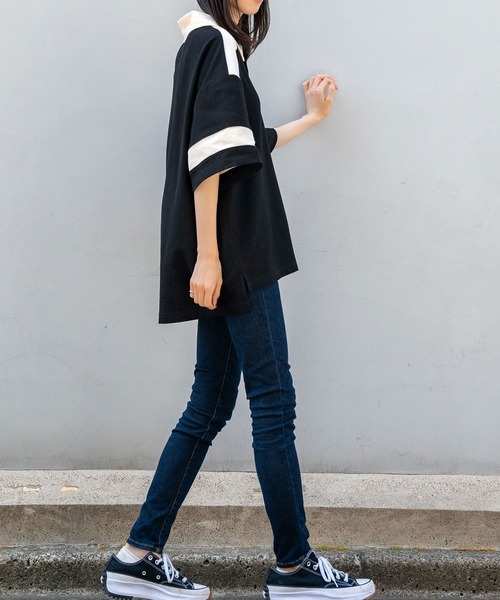 Nora Lily(ノラリリー)の「【Nora Lily】Loose Polo Bi-color S/S Top (UNISEX)(ポロシャツ・メンズ・ブラック/ミント・FREE)」の8枚目の写真