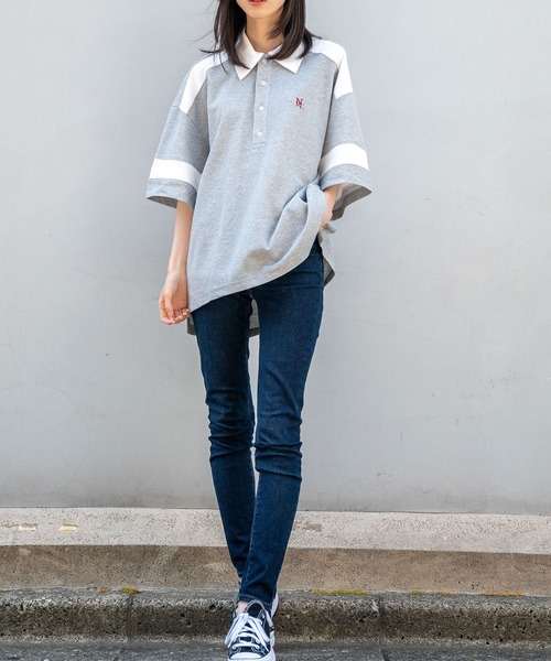 Nora Lily(ノラリリー)の「【Nora Lily】Loose Polo Bi-color S/S Top (UNISEX)(ポロシャツ・メンズ・ブラック/ミント・FREE)」の12枚目の写真