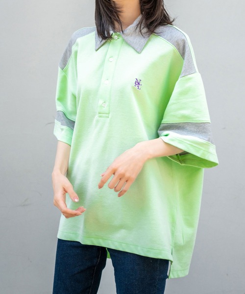 Nora Lily(ノラリリー)の「【Nora Lily】Loose Polo Bi-color S/S Top (UNISEX)(ポロシャツ・メンズ・ブラック/ミント・FREE)」の18枚目の写真