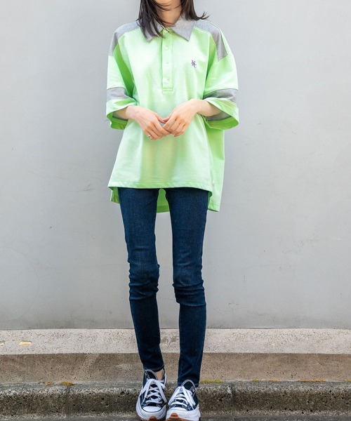 Nora Lily(ノラリリー)の「【Nora Lily】Loose Polo Bi-color S/S Top (UNISEX)(ポロシャツ・メンズ・ブラック/ミント・FREE)」の19枚目の写真