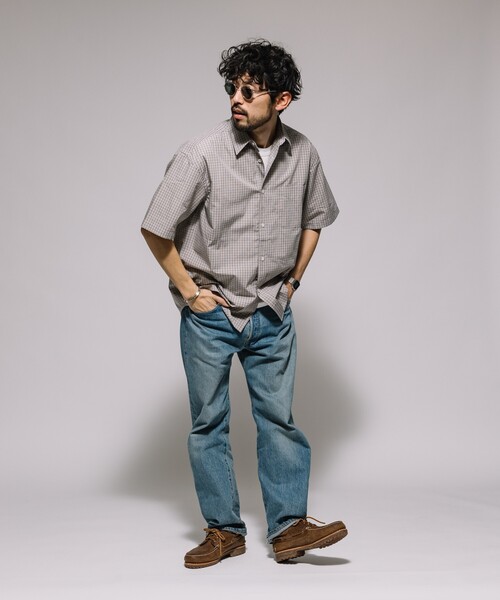 FREAK'S STORE(フリークスストア)の「タイプライター レギュラーカラー ショートスリーブ チェックシャツ/リラックスフィット(シャツ/ブラウス・メンズ・ブラウン/ベージュ/ブラック・LARGE/MEDIUM/SMALL)」の18枚目の写真