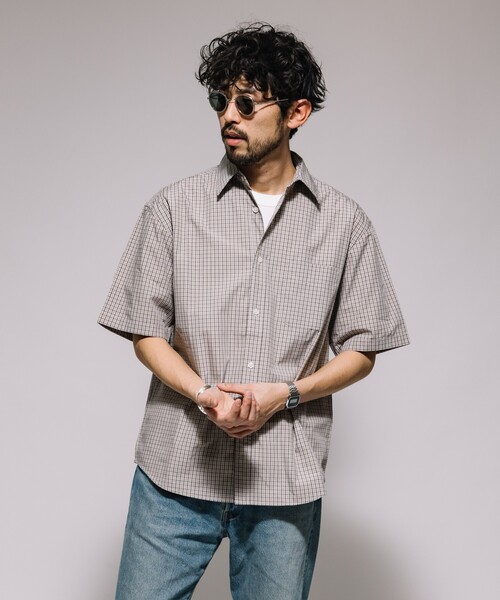 FREAK'S STORE(フリークスストア)の「タイプライター レギュラーカラー ショートスリーブ チェックシャツ/リラックスフィット(シャツ/ブラウス・メンズ・ブラウン/ベージュ/ブラック・LARGE/MEDIUM/SMALL)」の16枚目の写真