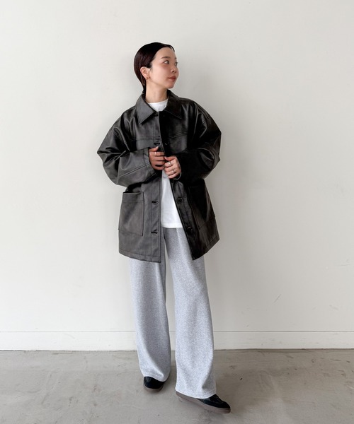 select MOCA by son ステンカラーフェイクレザージャケット ステンカラーフェイクレザージャケット【by SON】 – SELECT MOCA