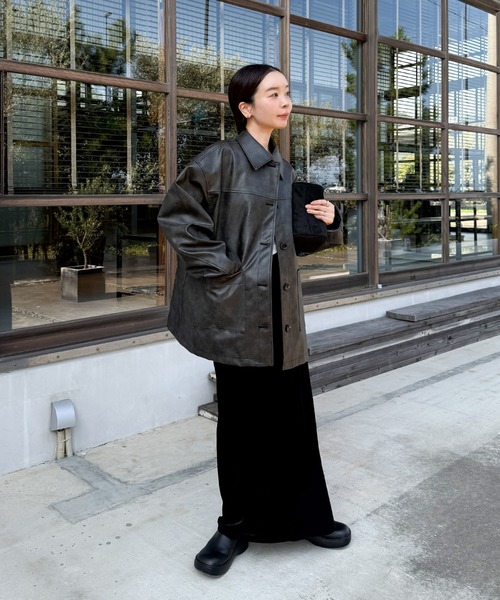 select moca ステンカラーフェイクレザージャケット【by SON】 ステンカラーフェイクレザージャケット【by SON】 – SELECT MOCA