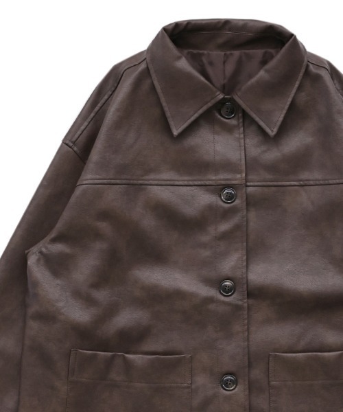 【未使用品】SELECT MOCA by son ステンカラーレザージャケット ステンカラーフェイクレザージャケット【by SON】 – SELECT MOCA