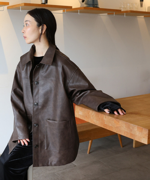 select MOCA ステンカラーフェイクレザージャケット ブラック　タグ付き ステンカラーフェイクレザージャケット【by SON】 – SELECT MOCA