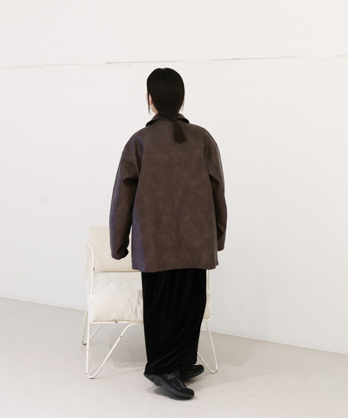 select moca ステンカラーフェイクレザージャケット【by SON】 ステンカラーフェイクレザージャケット【by SON】 – SELECT MOCA