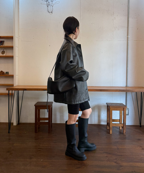 ステンカラーフェイクレザージャケット（ステンカラーコート）｜select