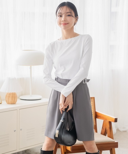 Petitjo（プッチージョ）の「小さいサイズ　綿混ボートネックカットソー　低身長さん・小柄女性（Tシャツ/カットソー・レディース・ブラック/ホワイト・PSS/PS/PM/PL）」の3枚目の写真