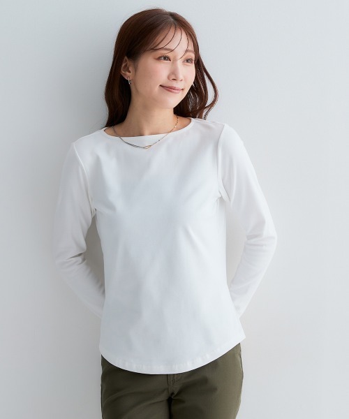 Petitjo（プッチージョ）の「小さいサイズ　綿混ボートネックカットソー　低身長さん・小柄女性（Tシャツ/カットソー・レディース・ブラック/ホワイト・PSS/PS/PM/PL）」の8枚目の写真