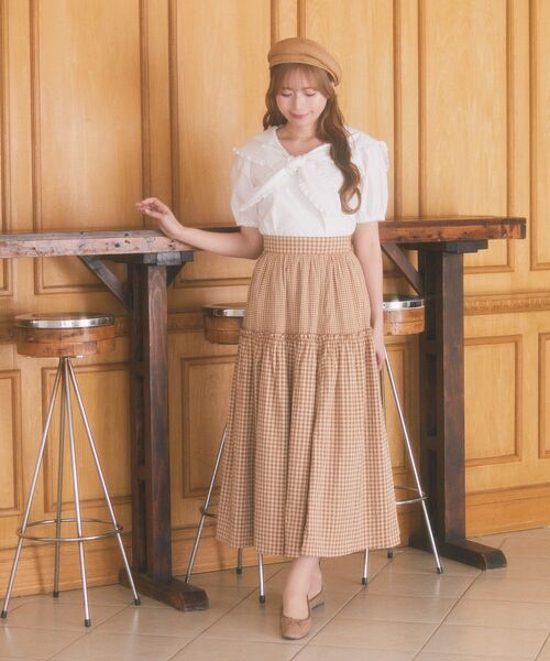 Areeam(アリーム)の「チェックギャザーティアードスカート(スカート・レディース・レッド/ベージュ・FREE)」の22枚目の写真