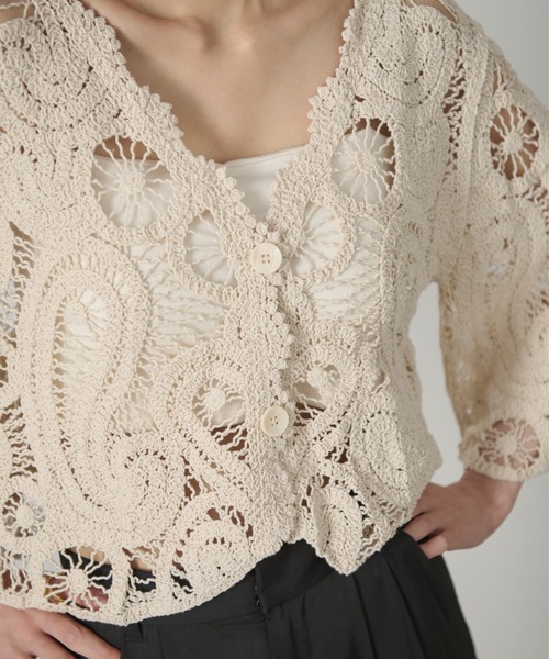 AIC.(エーアイシー)の「クロシェスカラップショートカーディガン(カーディガン/ボレロ・レディース・キナリ/ブラック・FREE)」の19枚目の写真