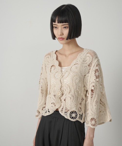 AIC.(エーアイシー)の「クロシェスカラップショートカーディガン(カーディガン/ボレロ・レディース・キナリ/ブラック・FREE)」の12枚目の写真