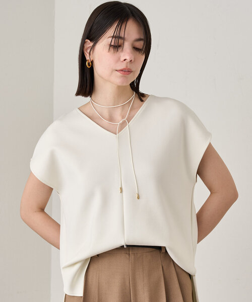 LOUNGEDRESS（ラウンジドレス）の「ポンチフレンチプルオーバー（Tシャツ/カットソー・レディース・アイボリー/ブラック・FREE）」の7枚目の写真