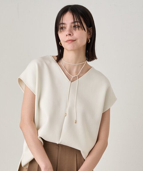 LOUNGEDRESS（ラウンジドレス）の「ポンチフレンチプルオーバー（Tシャツ/カットソー・レディース・アイボリー/ブラック・FREE）」の6枚目の写真