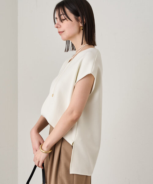 LOUNGEDRESS（ラウンジドレス）の「ポンチフレンチプルオーバー（Tシャツ/カットソー・レディース・アイボリー/ブラック・FREE）」の5枚目の写真