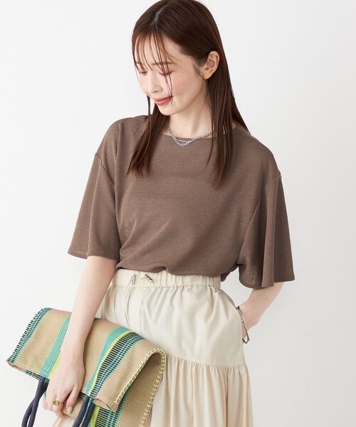 SHIPS for women - 17SS リネンフレアスリーブプルオーバー【イエロー】 セール】SHIPS Colors:〈手洗い可能〉リネンライク フレア