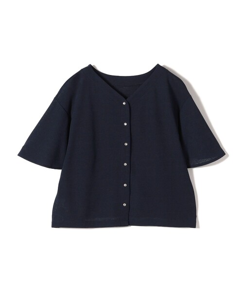SHIPS Colors(シップス カラーズ)の「SHIPS Colors:〈手洗い可能〉リネンライク フレアスリーブ トップス(Tシャツ/カットソー・レディース・カーキ/ネイビー・ONE SIZE)」の9枚目の写真