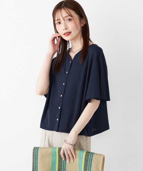 SHIPS for women - 17SS リネンフレアスリーブプルオーバー【イエロー】 セール】SHIPS Colors:〈手洗い可能〉リネンライク フレア