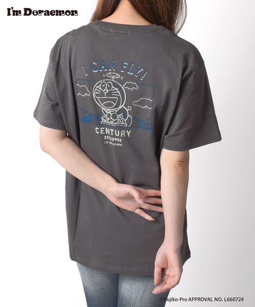 Flowering(フラワーリング)の「I’M DORAEMON/半袖Tシャツ(Tシャツ/カットソー・レディース・グレー/アイボリー・M/L)」の2枚目の写真
